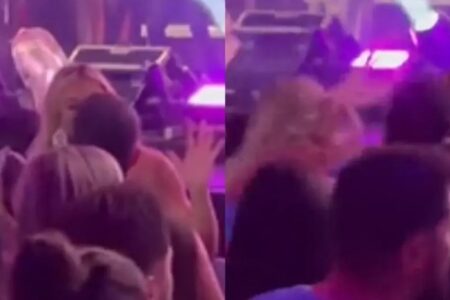 Mulher nocauteia homem durante show de Zé Vaqueiro; vídeo Ela aparece pedindo pra que ele se afaste, depois parte pra cima