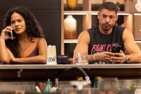 Cauã Reymond e Bella Campos gravam Vale Tudo após briga veja como foi Dupla contracenou por mais de 7 horas nesta quarta-feira (23)