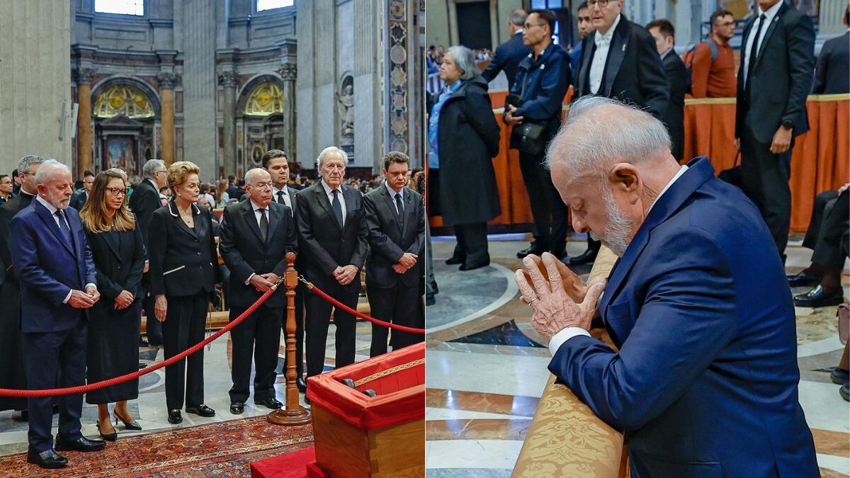 Lula e comitiva brasileira no velório do papa (Fotos: Divulgação)