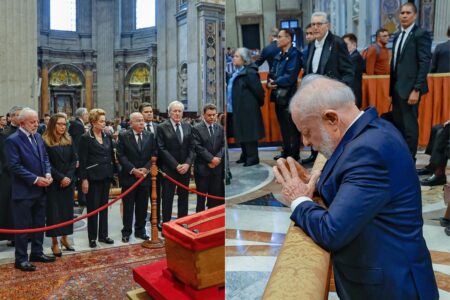 Lula e comitiva brasileira no velório do papa (Fotos: Divulgação)