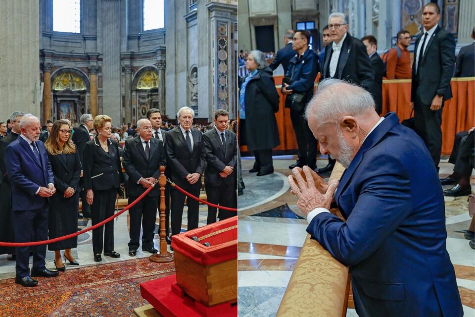 Lula e comitiva brasileira no velório do papa (Fotos: Divulgação)