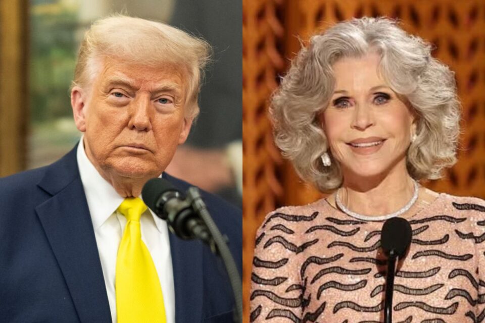 Presidente Trump e atriz Jane Fonda (Fotos: Divulgação)