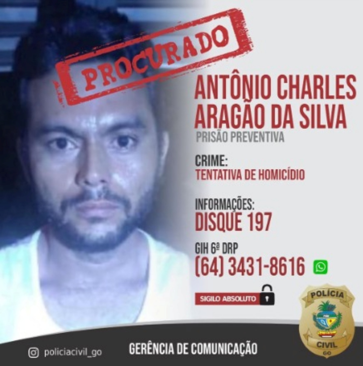 A imagem mostra uma foto divulgada pela polícia