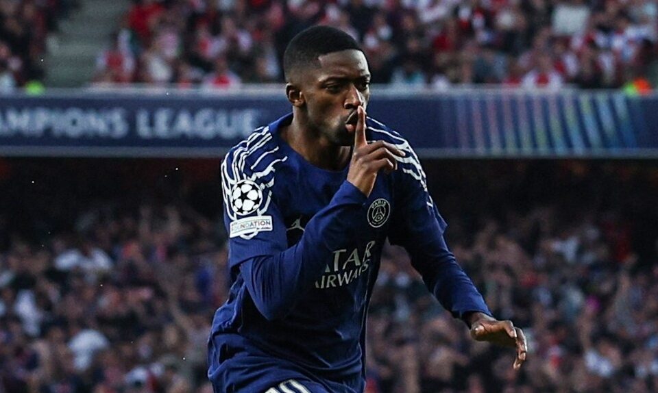 Dembelé, autor do gol da vitória do PSG contra o Arsenal