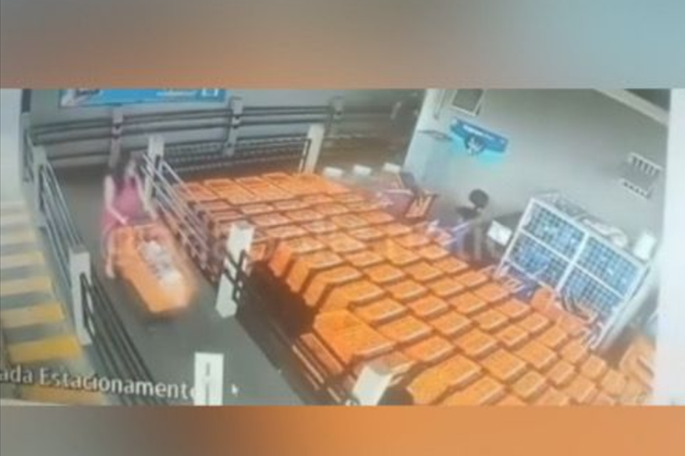 Mulher tenta fugir sem pagar compras em supermecado (Foto: Reprodução)