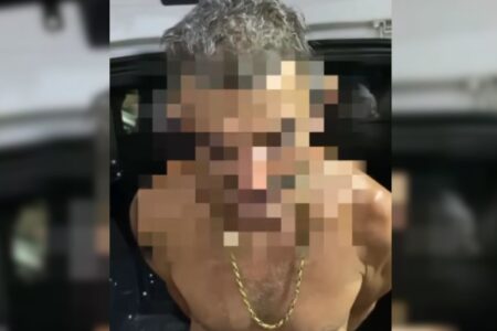 “Pena que não matei”, afirma homem preso ao agredir ladrão a pauladas em Caldas Novas (Foto: Divulgação/Polícia Militar)