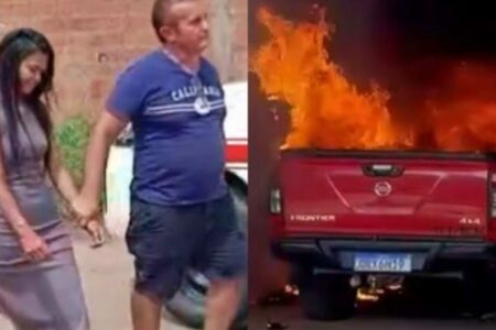 Chamas destruíram motocicletas, uma lancha, uma caminhonete e um galpão Mulher incendeia casa após vídeo do marido com garotas em lancha