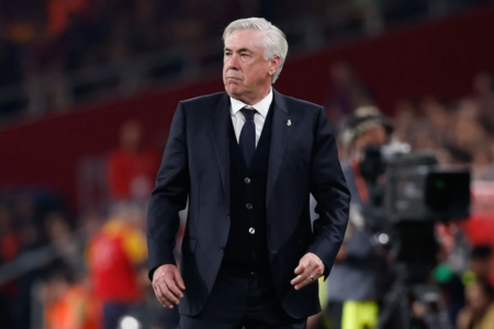 Ancelotti em partida do Real Madrid