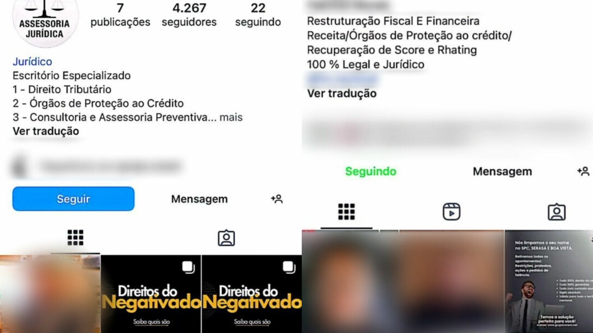 Imagens dos perfis usados pelos suspeitos