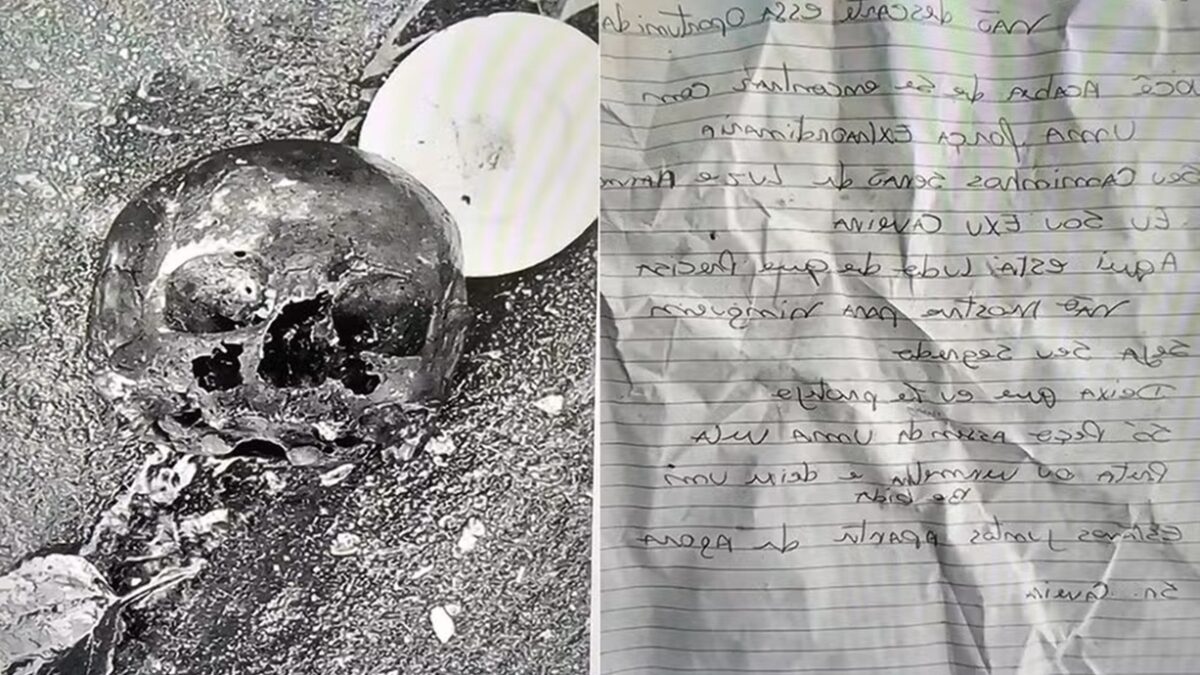 Crânio é encontrado ao lado de carta em rodovia de São Paulo; leia na íntegra Carta começa dizendo que quem a encontrou força extraordinária