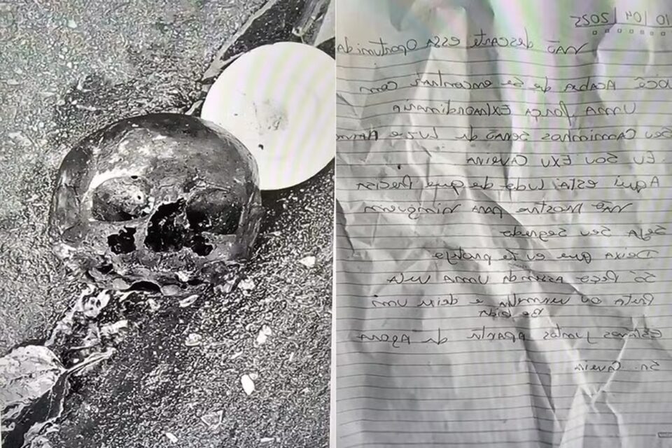 Crânio é encontrado ao lado de carta em rodovia de São Paulo; leia na íntegra Carta começa dizendo que quem a encontrou força extraordinária