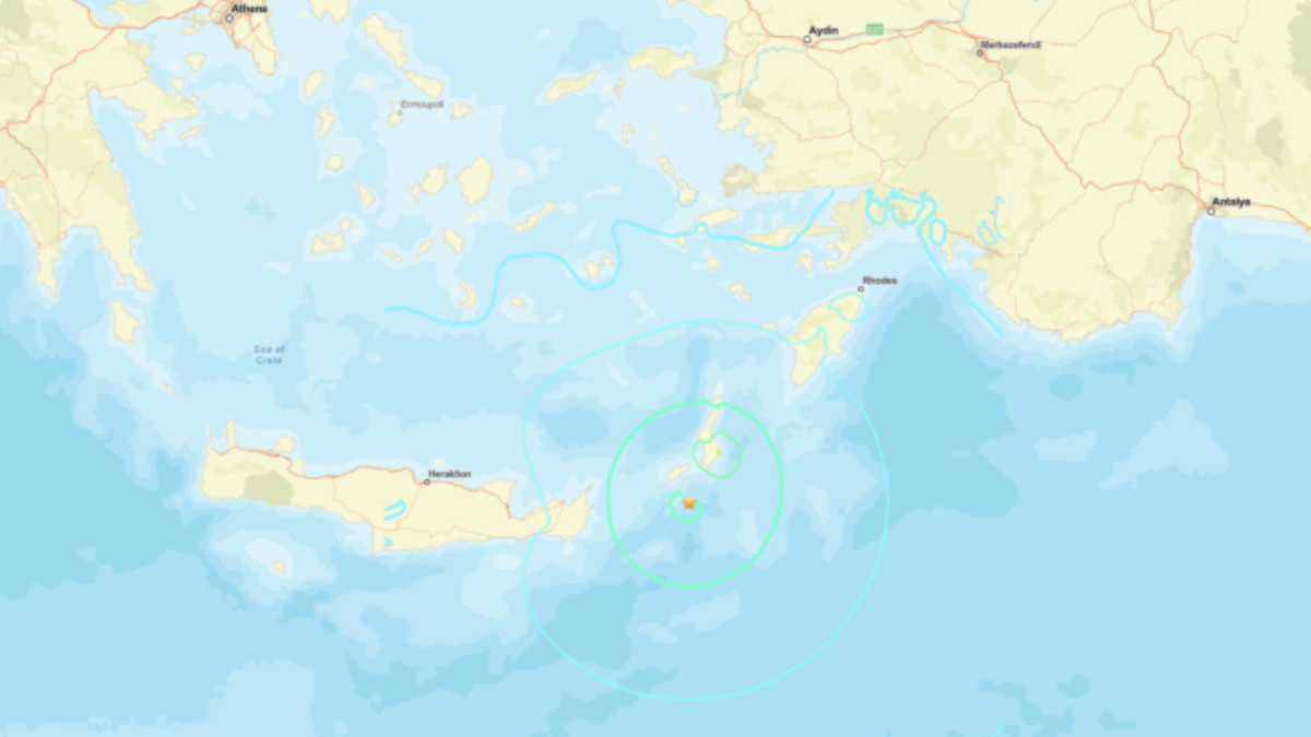 Mapa da área afetada pelo terremoto