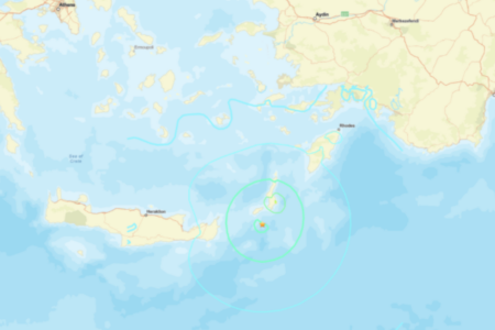Mapa da área afetada pelo terremoto