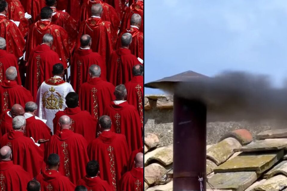 Ainda sem papa: fumaça preta volta a sair da chaminé da Capela Sistina Votações do conclave serão retomadas à tarde