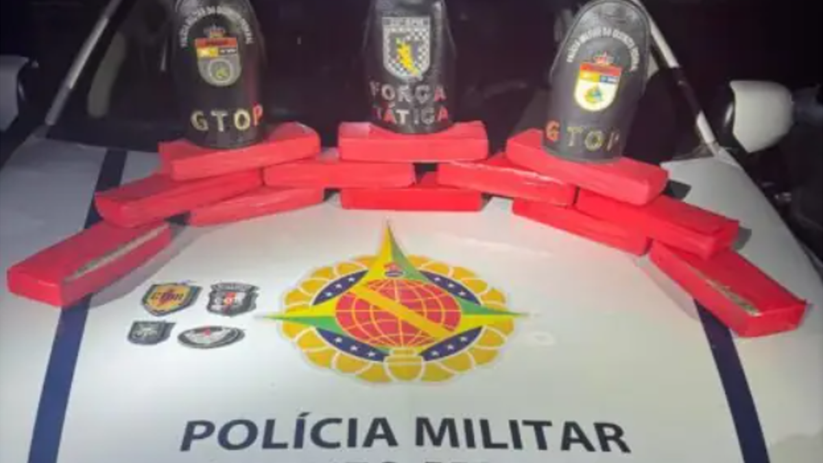 Polícia apreendeu 12 tabletes de maconha (Foto: Divulgação PMDF)