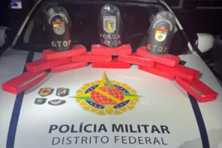 Polícia apreendeu 12 tabletes de maconha (Foto: Divulgação PMDF)