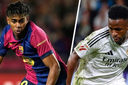 Lamine Yamal, do Barcelona, e Vinícius Júnior, do Real Madrid