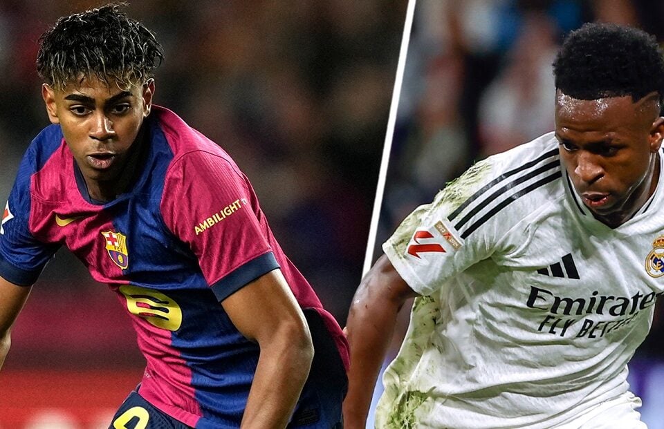 Lamine Yamal, do Barcelona, e Vinícius Júnior, do Real Madrid