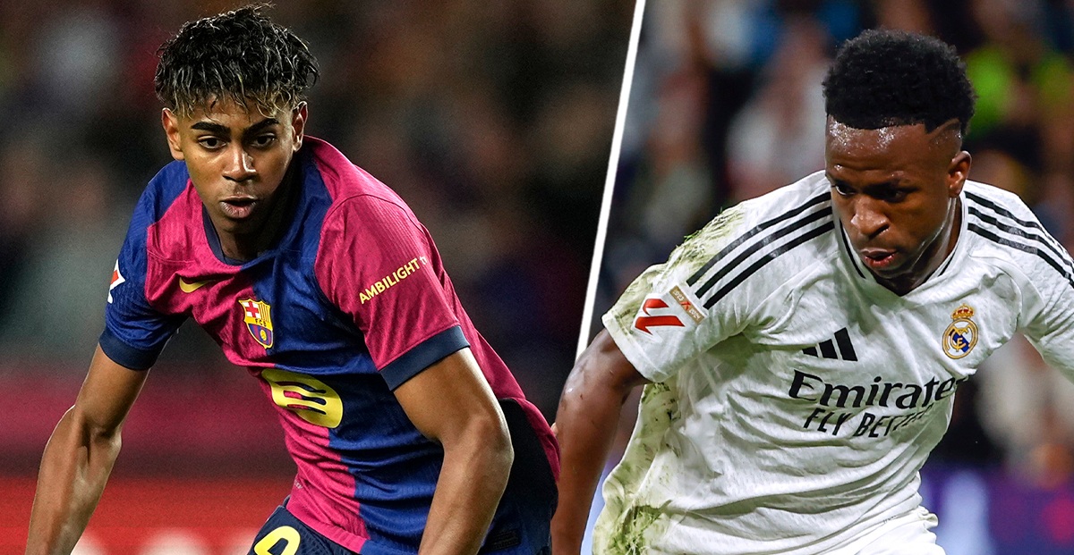 Lamine Yamal, do Barcelona, e Vinícius Júnior, do Real Madrid