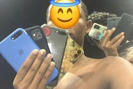 Criminoso mostra celulares roubados no show de Lady Gaga (Foto: Reprodução)