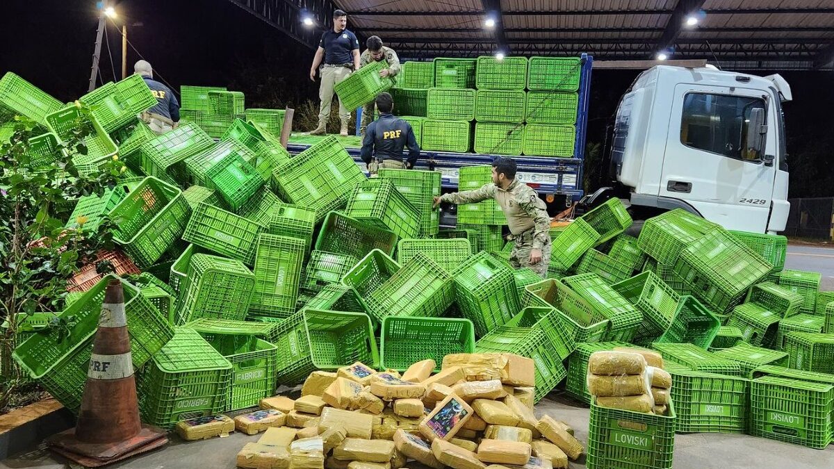 PRF apreende 105 kg de skunk escondidos em caminhão de frutas na BR-364 em Jataí