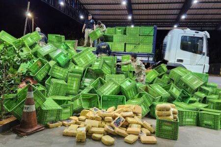PRF apreende 105 kg de skunk escondidos em caminhão de frutas na BR-364 em Jataí