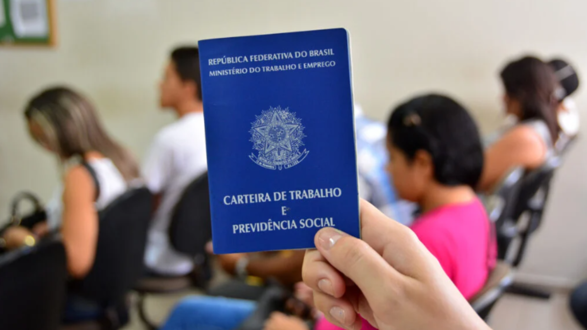Imagem de uma mão segurando uma carteira de trabalho