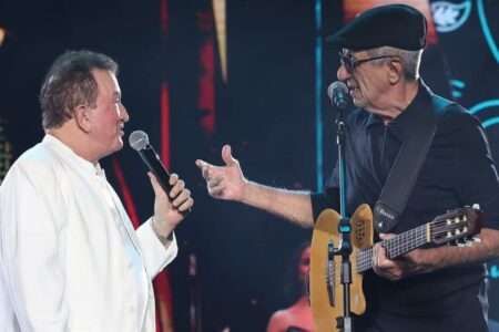 Fagner e Amado Batista na Pecuária de Goiânia (Foto: redes sociais/Fagner)