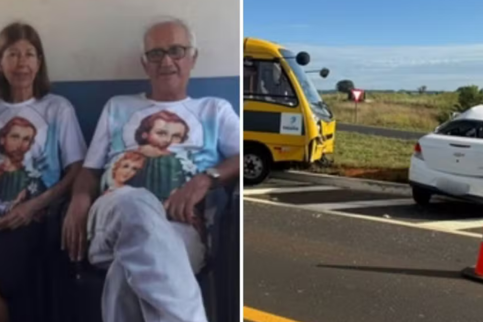 Casal de professores aposentados morre em grave acidente envolvendo carro de passeio e ônibus escolar em Pontalina