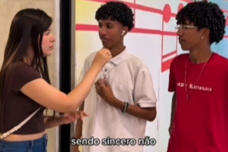 Jovens se confundiram na resposta: "Não acho bacana isso" Vídeo de influencer goiana viraliza: Você namoraria alguém do sexo oposto ?