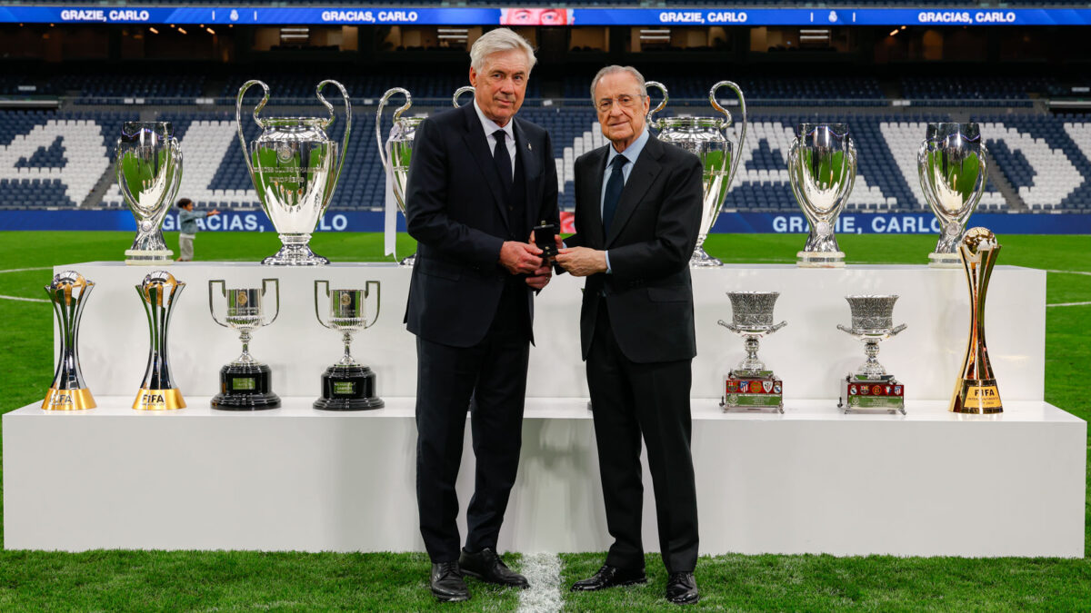 Carlo Ancelotti em sua despedida do Real Madrid