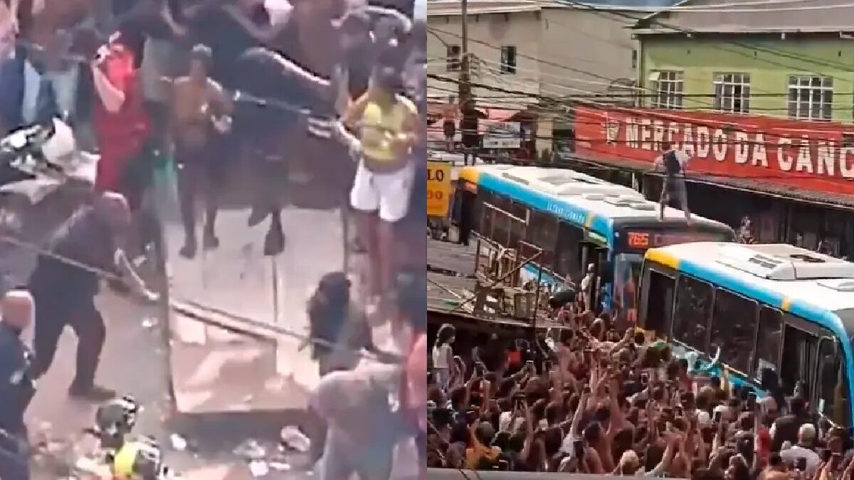 Oruam subiu em um ônibus cercado de uma multidão Policiais tentam deter Oruam na porta de presídio durante saída de Poze do Rodo; vídeo