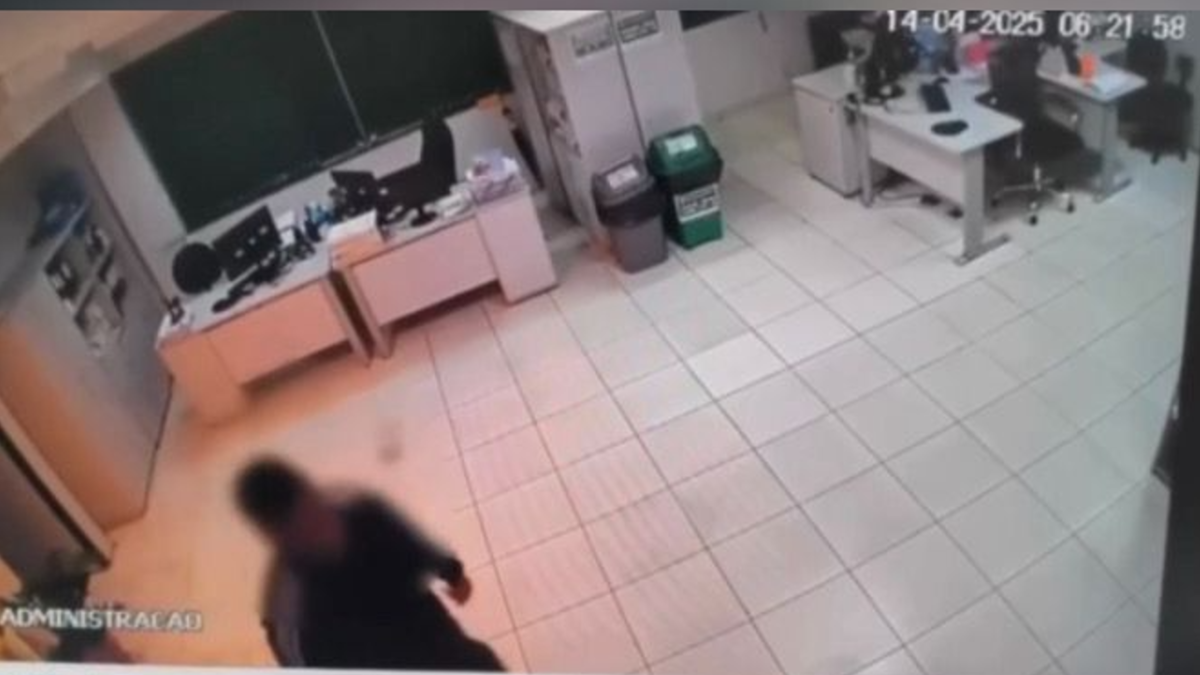 Ação do servidor foi flagrada por câmeras de monitoramento (Foto: Reprodução)