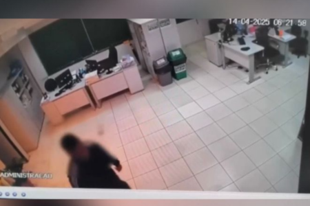 Ação do servidor foi flagrada por câmeras de monitoramento (Foto: Reprodução)