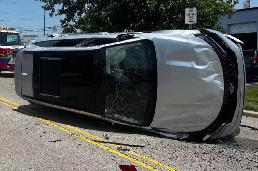 Cigarra entra em carro, assusta motorista e provoca acidente nos EUA; veja a foto Motorista bateu em um poste e tombou o veículo