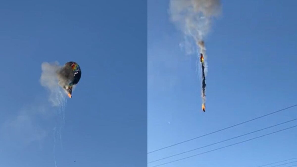 Balão caiu sobre um posto de saúde, causando um princípio de incêndio Vídeo: Balão com 22 pessoas pega fogo e despenca em SC mortos