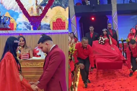 Cavalo, noivos de vermelho, bode e beijo... veja a cerimônia Igreja dedicada a Lúcifer celebra primeiro casamento Iuciferiano do Brasil; vídeo