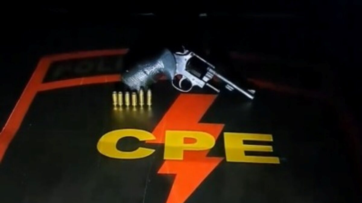 Imagem do revólver e das munições