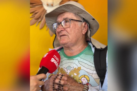 Aposentado caminha até Trindade para agredecer (Foto: Reprodução)