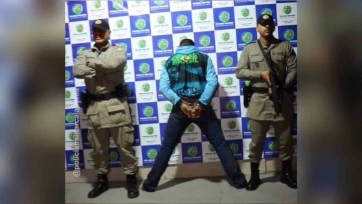 Imagem do suspeito preso pela PM