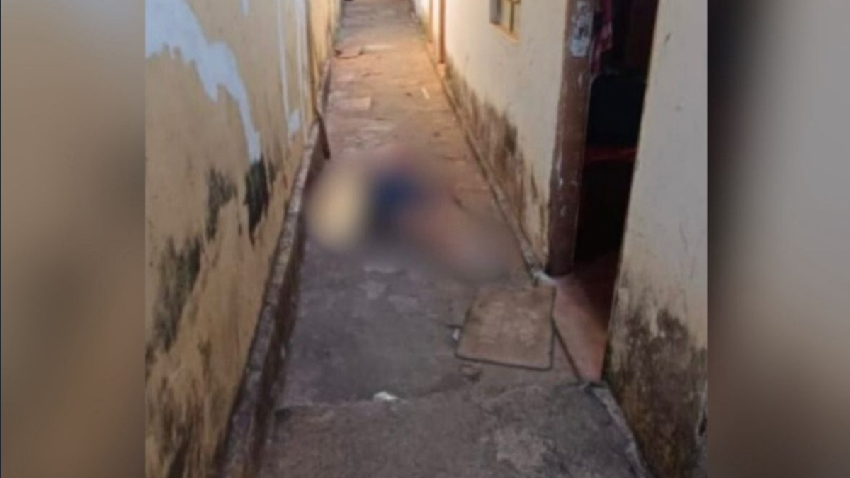 Imagem mostra homem ensanguentado no chão (Foto: Reprodução)