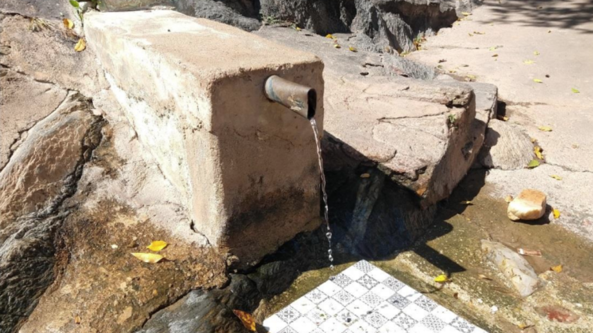 Água que brota em unidade de conservação que fica no distrito de Águas de São João (Foto: Reprodução)
