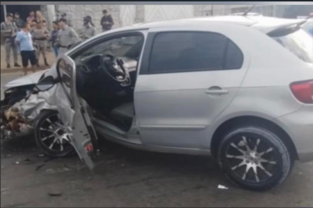 Veículo após acidente grave em Aparecida de Goiânia (Foto: Reprodução)