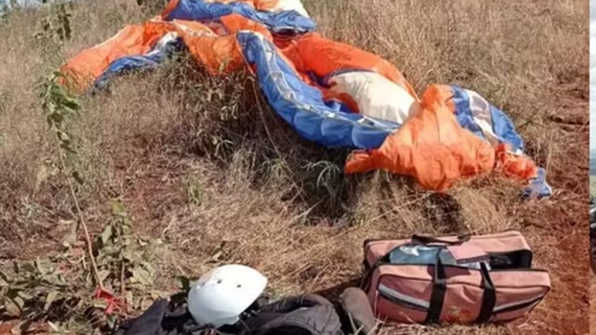 Piloto de parapente sofre queda em Iporá; Vídeo