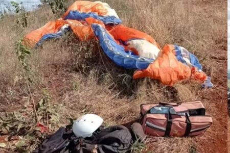 Piloto de parapente sofre queda em Iporá; Vídeo