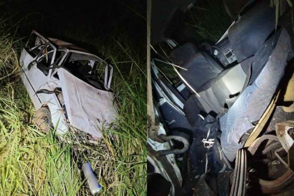 Adolescente de 12 anos morre após carro em que estava sair da pista e capotar na GO-080 em Petrolina de Goiás