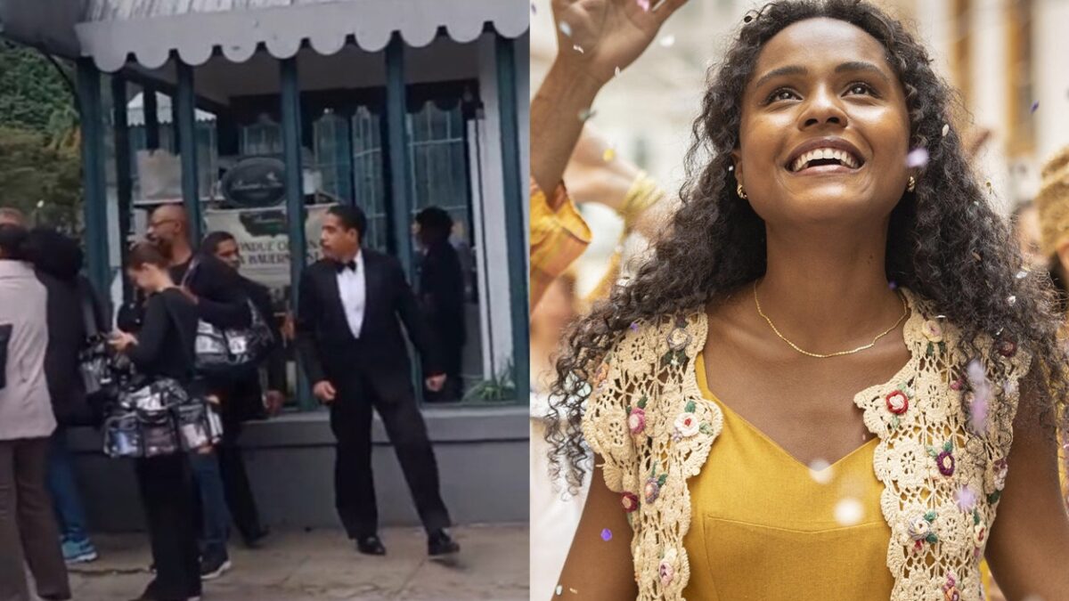 Garota do Momento: Menino encontra elenco e grava vídeo pra mãe Criança estava indo para escola: "Tô atrasado"