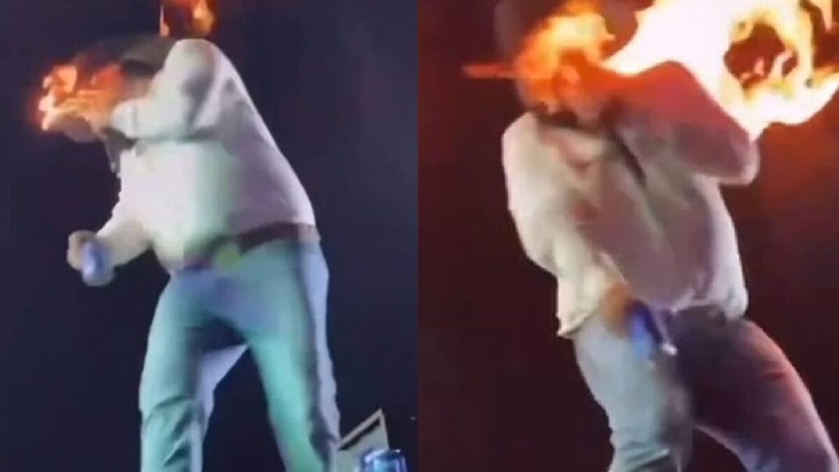 Cantor sertanejo fica ferido após ter rosto atingido por fogo durante show; vídeo Cena com Léo, que faz dupla com Raphael, aconteceu em Pontal