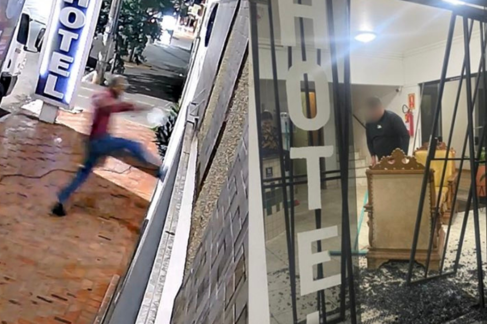 Homem é preso suspeito de destruir entrada de hotel a procura da ex em Goianésia
