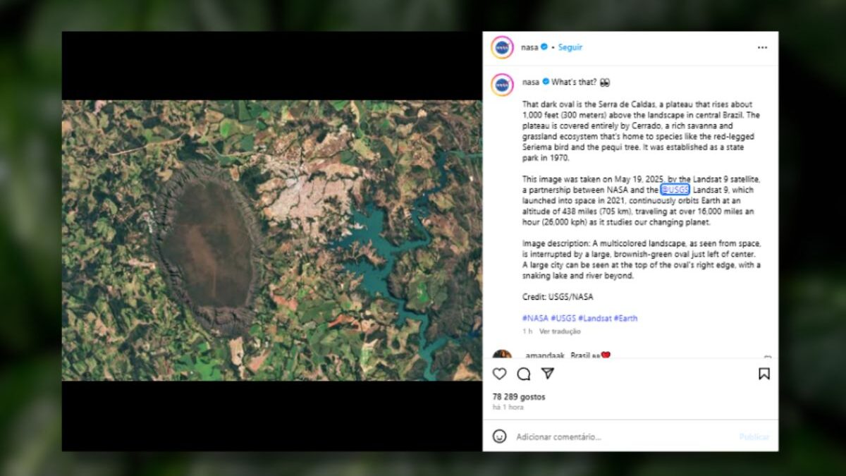 Nasa publica foto do Parque Estadual da Serra de Caldas Novas (Foto: Reprodução)